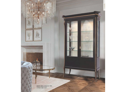 Vitrines de présentation Armoires Vitrines Luxueuses Garde-robe Salon Bois Noir Verre