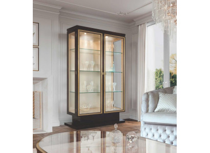 Vitrines Vitrines de luxe Armoire en verre en bois noir de salle de séjour