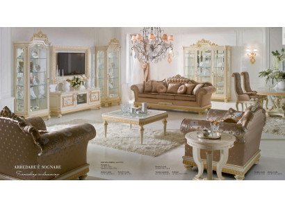 Fauteuil de luxe en tissu 1 place dans la salle de séjour en bois baroque beige