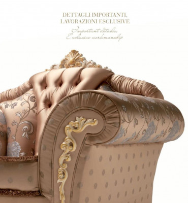 Fauteuil de luxe en tissu 1 place dans la salle de séjour en bois baroque beige