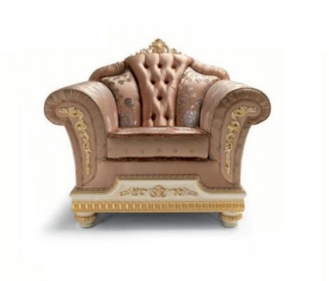 Fauteuil de luxe en tissu 1 place dans la salle de séjour en bois baroque beige