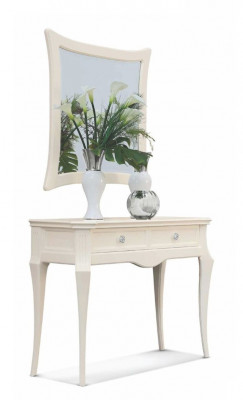 Coiffeuse et console de miroir en bois de luxe blanc classique