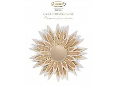 Miroir mural Miroir Fleur Rond Luxe Chambre Or Bois Moderne