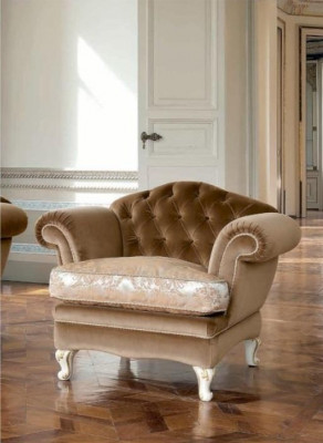 Fauteuil 1 place Chesterfield Salon Marron Tissu en polyester