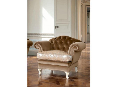 Fauteuil 1 place Chesterfield Salon Marron Tissu en polyester