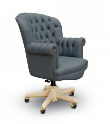Chaise pivotante fauteuil de direction fauteuil de bureau fauteuils pivotants Chesterfield Bleu de luxe