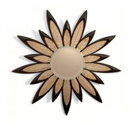 Miroir mural Miroir Fleur Rond Luxe Chambre Bois Moderne Noir