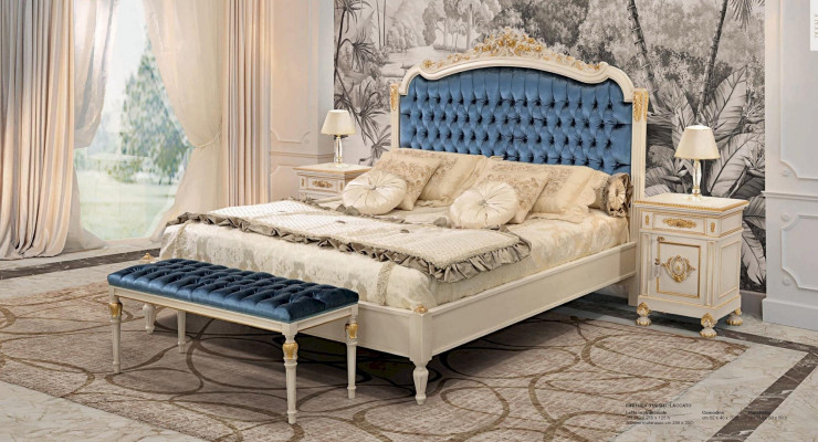Tabouret Chesterfield Siège Siège Rembourrage Tabouret Tissu Bois Bleu