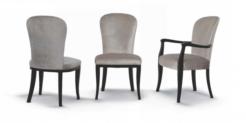 Chaise sans accoudoirs Chaise de salle à manger Chaise de cuisine Bois Gris Tissu