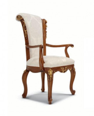 Chaise de salle à manger de luxe Chaise de salle à manger Fauteuil de salle à manger Place Assises Bois Marron Baroque Or