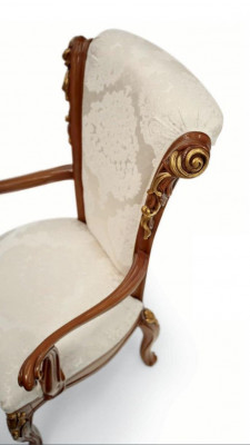 Chaise de salle à manger de luxe Chaise de salle à manger Fauteuil de salle à manger Place Assises Bois Marron Baroque Or
