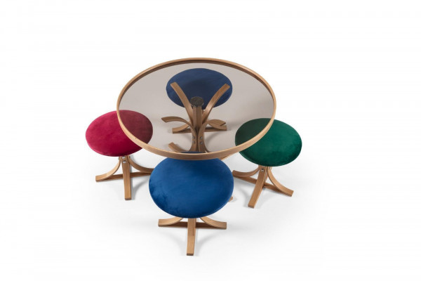 Table basse complète 4x tabouret Meubles de luxe Mobilier de designer Table basse