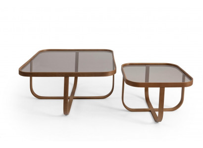 Ensemble de salon Braun 2x Tables basses Aménagement moderne Complet de designer