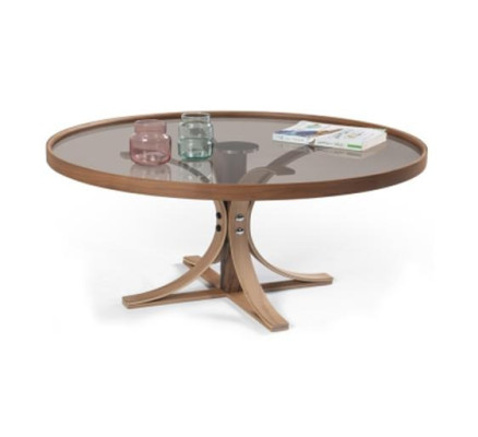 Table en bois marron Table basse Design Table basse Salon Table en verre Meubles