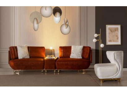 Canapé orange avec une table Designer 3 places Salon Meubles de luxe
