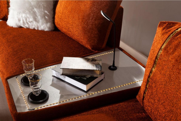 Canapé orange avec une table Designer 3 places Salon Meubles de luxe