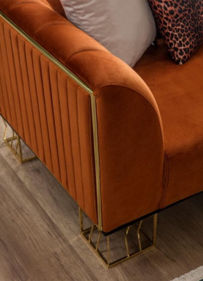 Mobilier de salon Orange 3 places Canapé luxueux pieds en métal