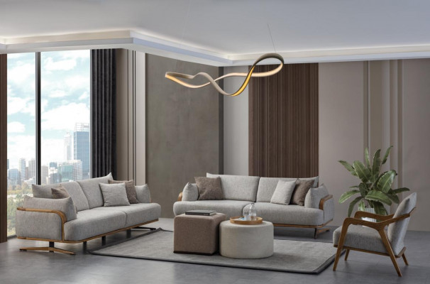 Meubles Salon Couleur Lumineuse Ensemble 2x Canapés 3 Places et Fauteuil 3 Pièces.