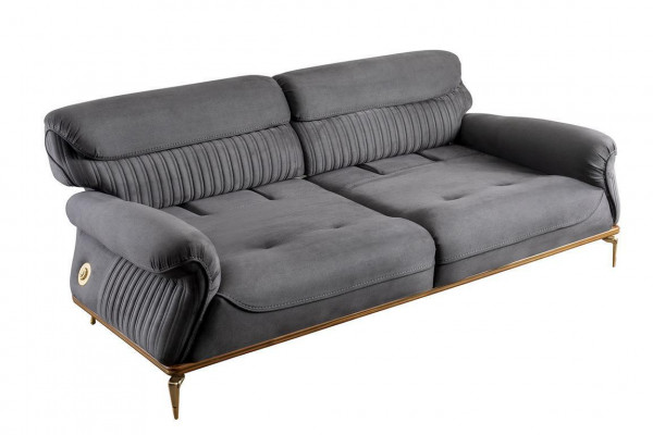Canapé trois places moderne de couleur gris confortable et élégant en un ensemble