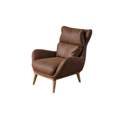 Fauteuil exclusif Marron Couleur Meuble élégant Imitation cuir Mobilier rembourré