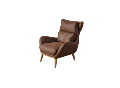 Fauteuil exclusif Marron Couleur Meuble élégant Imitation cuir Mobilier rembourré