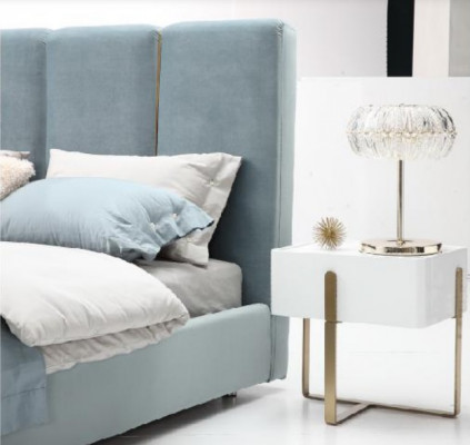 Lit de designer bleu 180x200 Chambres Lits Tissu Hôtel Luxe Siège Rembourrage