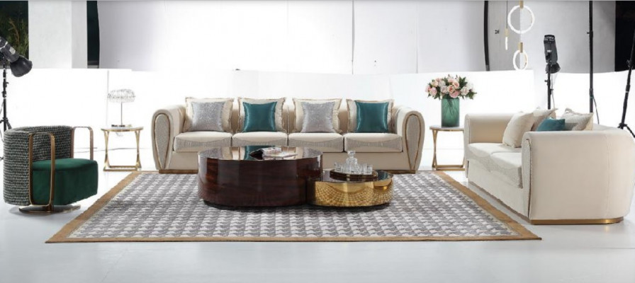 Meubles de chambre Canapé Trois places Tissu d'ameublement nouveau Canapé de design moderne Sièges de luxe Canapés