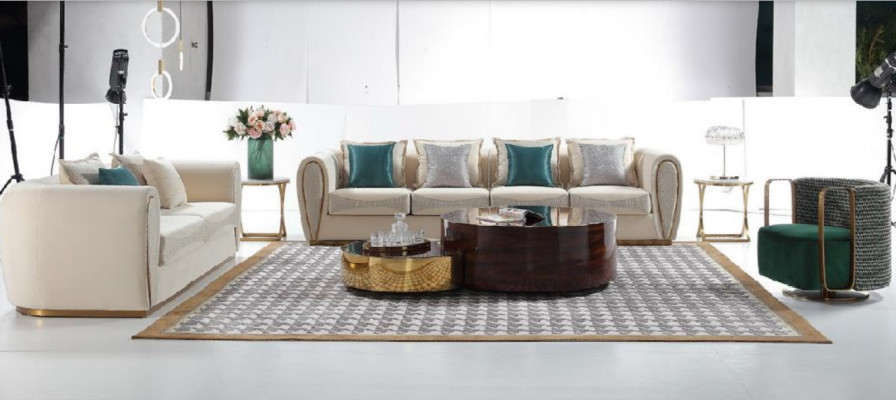 Meubles de chambre Canapé Trois places Tissu d'ameublement nouveau Canapé de design moderne Sièges de luxe Canapés