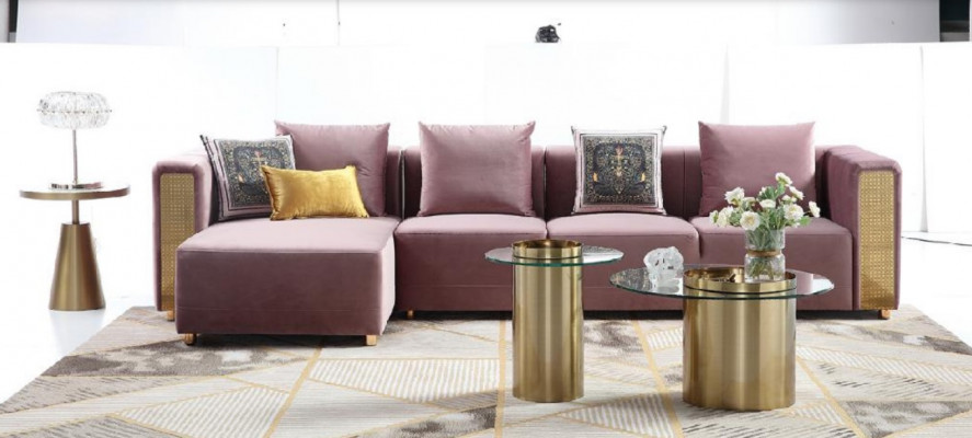 Sofa d'angle en L Table basse Rembourrage Coin Salon Meubles de luxe Canapé Canapé 3 pièces