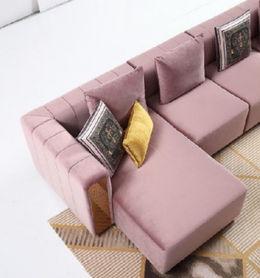 Sofa d'angle en L Table basse Rembourrage Coin Salon Meubles de luxe Canapé Canapé 3 pièces