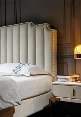 Lit en cuir 2x Table de chevet 3 pcs. Ensemble de chambre à coucher Mobilier Moderne Luxueux Nouveaux Lits