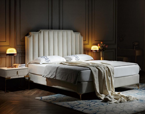 Lit 180x200cm Mobilier de chambre en cuir Lits de luxe modernes Mobilier d'hôtel neuf
