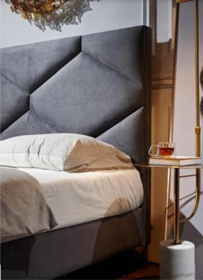 Ensemble de chambre à coucher Lit + 2 tables de chevet 3 pièces. Table de chevet Mobilier luxe hôtel velours