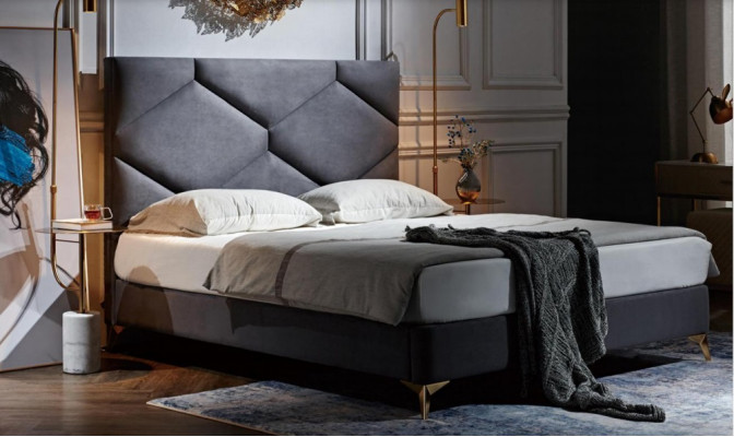 Lit 180x200cm Mobilier de chambre en textile Lits de luxe modernes Mobilier d'hôtel neuf
