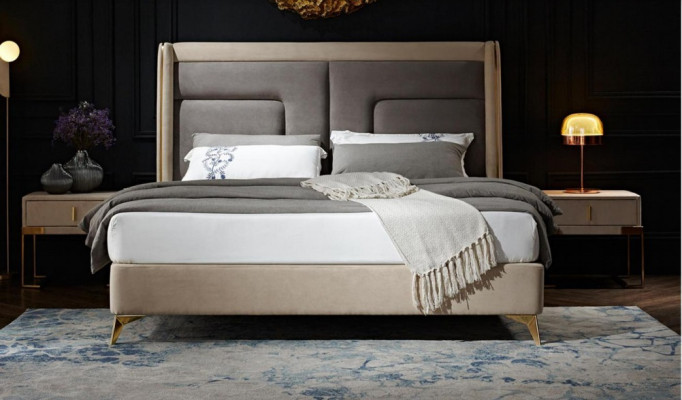 Ensemble de chambre à coucher complet Lit 2x Table de chevet 3 pièces Ensembles Lits de designer de luxe