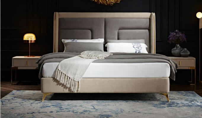 Ensemble de chambre à coucher complet Lit 2x Table de chevet 3 pièces Ensembles Lits de designer de luxe