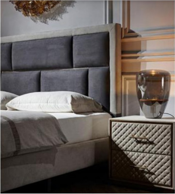 Chambre 3 pièces. Ensemble Lit 2x Table de chevet Console Lits Doubles Rembourrage Hôtel
