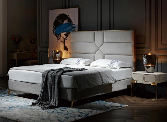 Lit double Chambre Hôtel Mariage Luxe Lit 2 x Table de chevet 3 pièces nouvel ensemble de lit