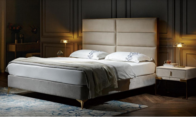 Lit 2x Table de chevet 3 pièces. Ensemble de chambre à coucher Design Mobilier de luxe pour hôtel