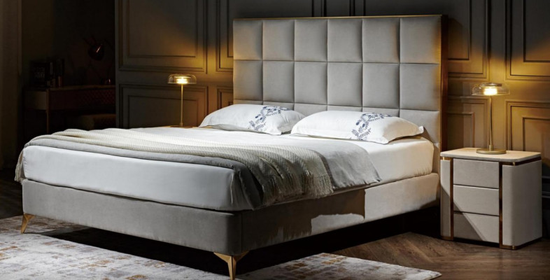 Lit 2x Table de chevet 3 pièces Ensemble de chambre à coucher Groupe de luxe Designer Neuf Suite