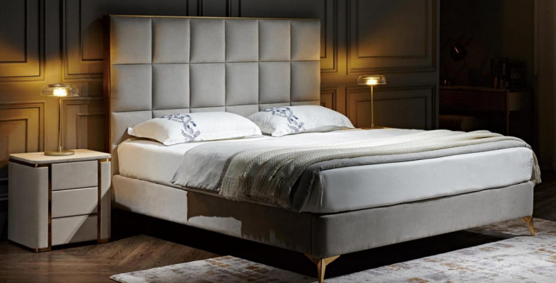 Lit de design Chambre à coucher Lits Textile Hôtel Luxe Tapisserie Siège Tissu Mobilier nouveau