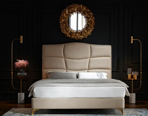 Chambre Lit double 180x200cm Lit de luxe Textile moderne neuf