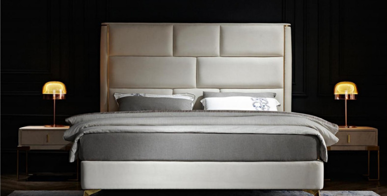 Chambre de luxe Lit Revêtement Design Double Lits d'hôtel Mobilier d'hôtel Velours neuf