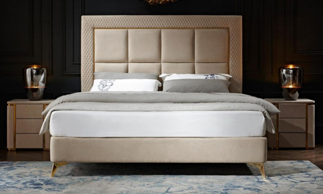 Conception de lits doubles de luxe pour hôtel Mobilier d'hôtel de luxe Lits de chambre de luxe rembourrés nouveauté