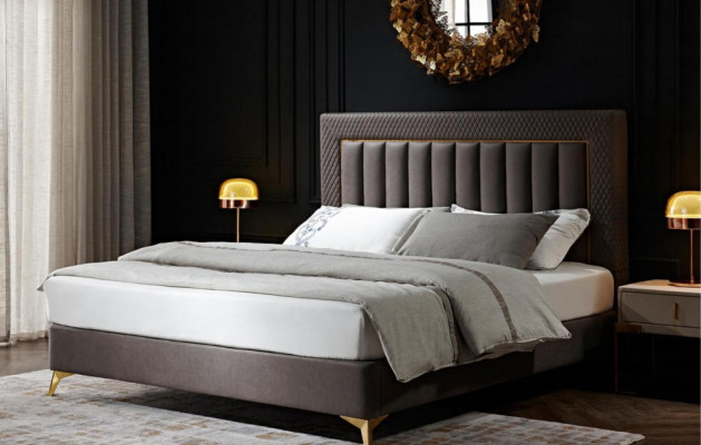 Lits doubles pour hôtel Mobilier de luxe Chambre à coucher Lit Rembourrage Design Velours Lits doubles