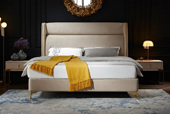 Lit double Chambre Hôtel Mariage Luxe Lit 2x Table de chevet 3pcs. Ensemble de lits neufs