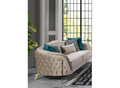 Canapé 3 places Design Salon Rembourrage en tissu Bois Moderne de Luxe Gris