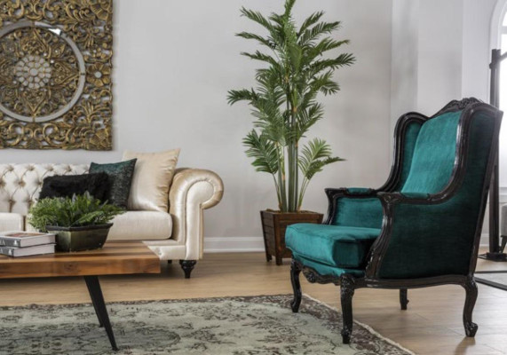 Fauteuil classique en tissu de luxe 1 place - siège simple rembourré - Vert moderne