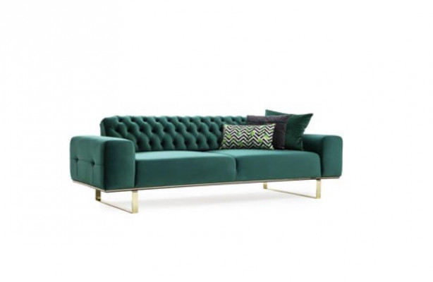 Salon de luxe Canapé 2 places Canapé vert Chesterfield Neuf