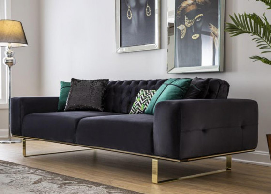 Canapé moderne 4 places Design Salon Tissu en bois Rembourrage moderne de luxe